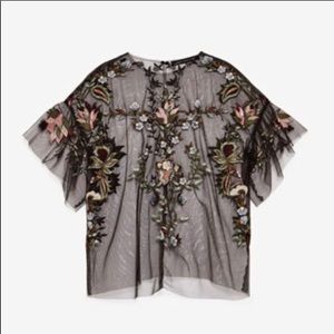 Zara mesh embroidered top